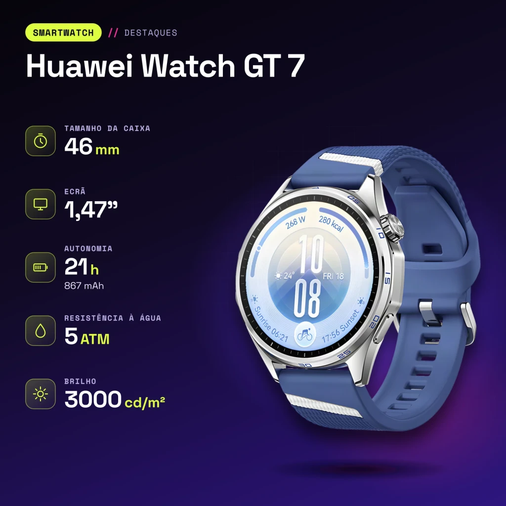 Huawei Watch GT 7 Azul/Branco NFC - características