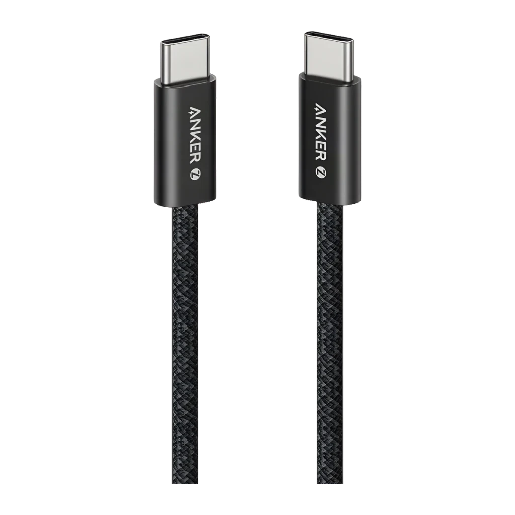 Câble USB Anker USB-C vers USB-C 1m 240W Noir A8060H11, deux extrémités: connecteurs USB-C métalliques avec logo Anker