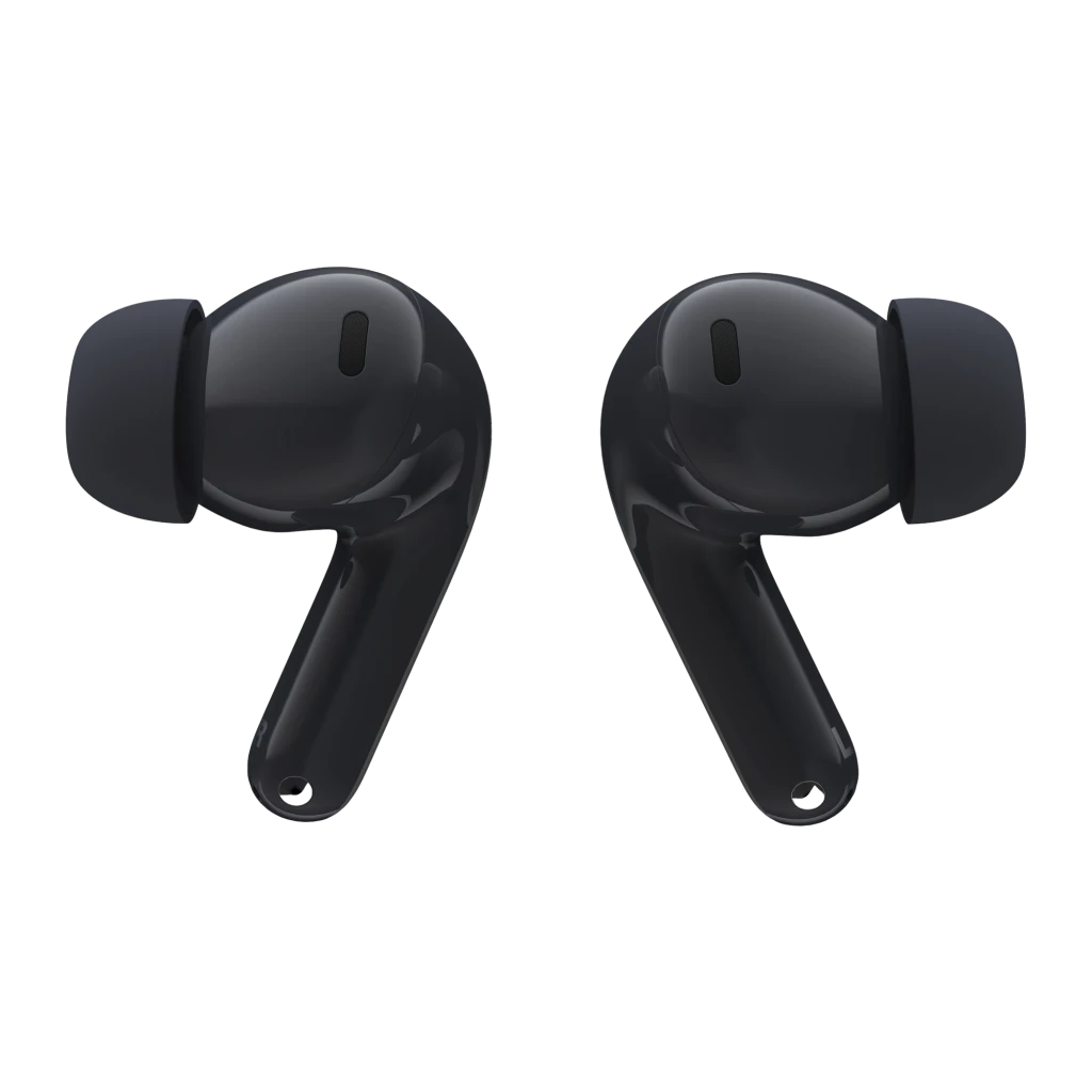 Auriculares Motorola Moto Buds 2 Carbon Cancelación de Ruido TWS Bluetooth 6.0, vista frontal: par de earbuds negros