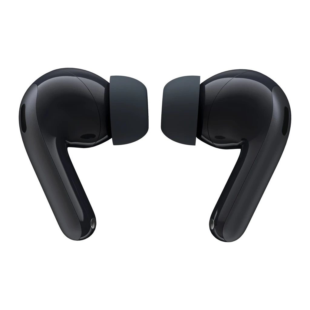 Auriculares Motorola Moto Buds 2 Carbon Cancelación de Ruido TWS Bluetooth 6.0, vista frontal: ambos auriculares negros