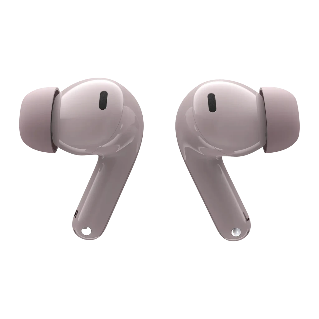 Auriculares Motorola Moto Buds 2 Cancelación de Ruido TWS Bluetooth 6.0 Violeta, vista frontal: ambos earbuds flotantes