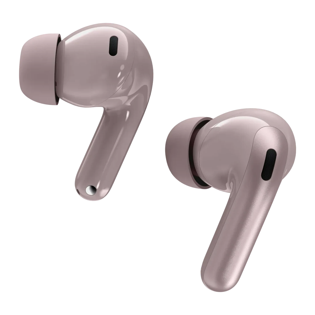 Auriculares Motorola Moto Buds 2 Cancelación de Ruido TWS Bluetooth 6.0 Violeta, vista frontal: ambos earbuds flotando