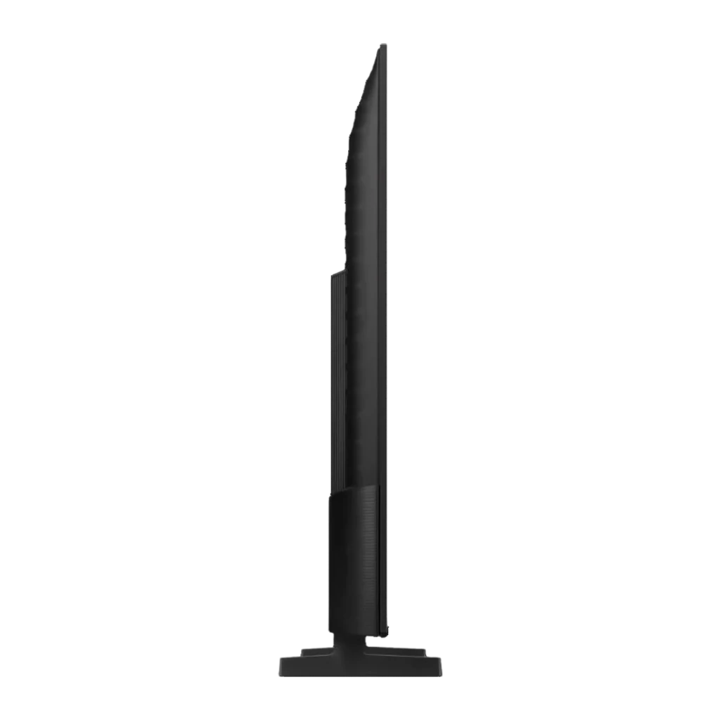 Samsung TU43M70HAU 43 pulgadas 4K Smart TV negro, vista lateral: perfil delgado, pie central y panel negro