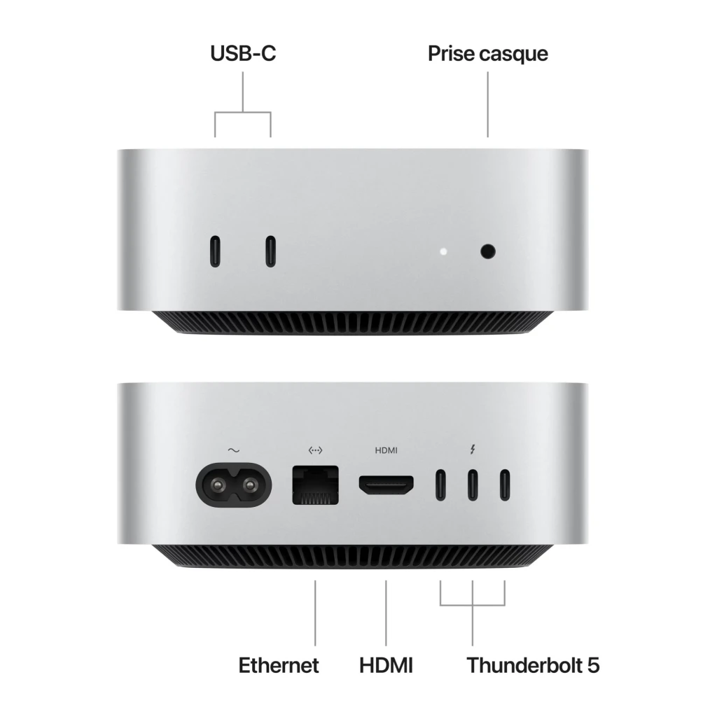 Apple Mac mini M6 16GB/256GB Plata SSD WiFi 7, puertos: frontal USB-C y jack, trasero Ethernet HDMI Thunderbolt 5