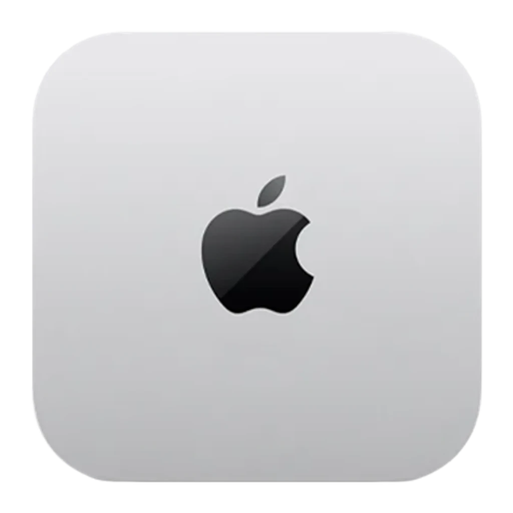 Apple Mac mini M6 16GB/256GB Plata SSD WiFi 7, vista superior: logo Apple centrado en carcasa plateada de aluminio