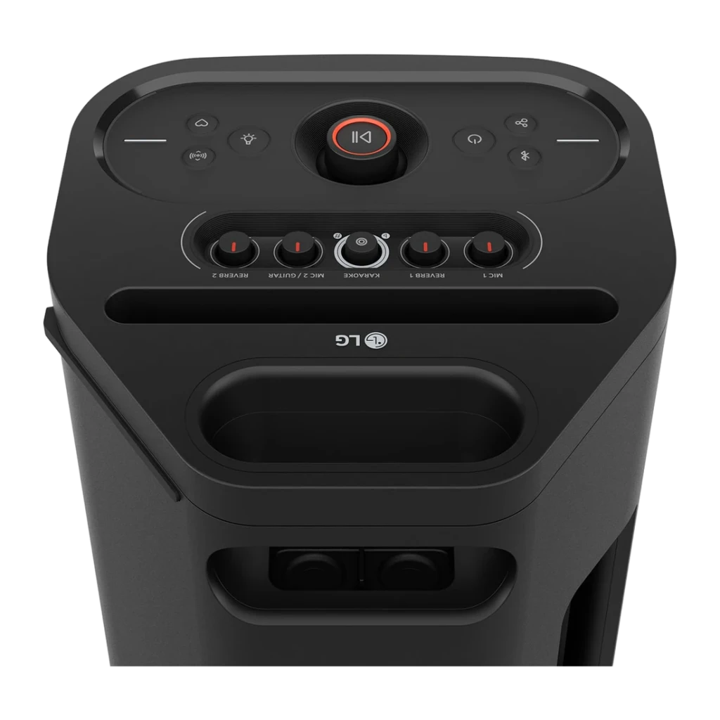 Enceinte portable LG XBOOM Stage 501 by will.i.am IPX4 220W 22h Bluetooth 5.4 Noir - panneau de contrôle avec bouton