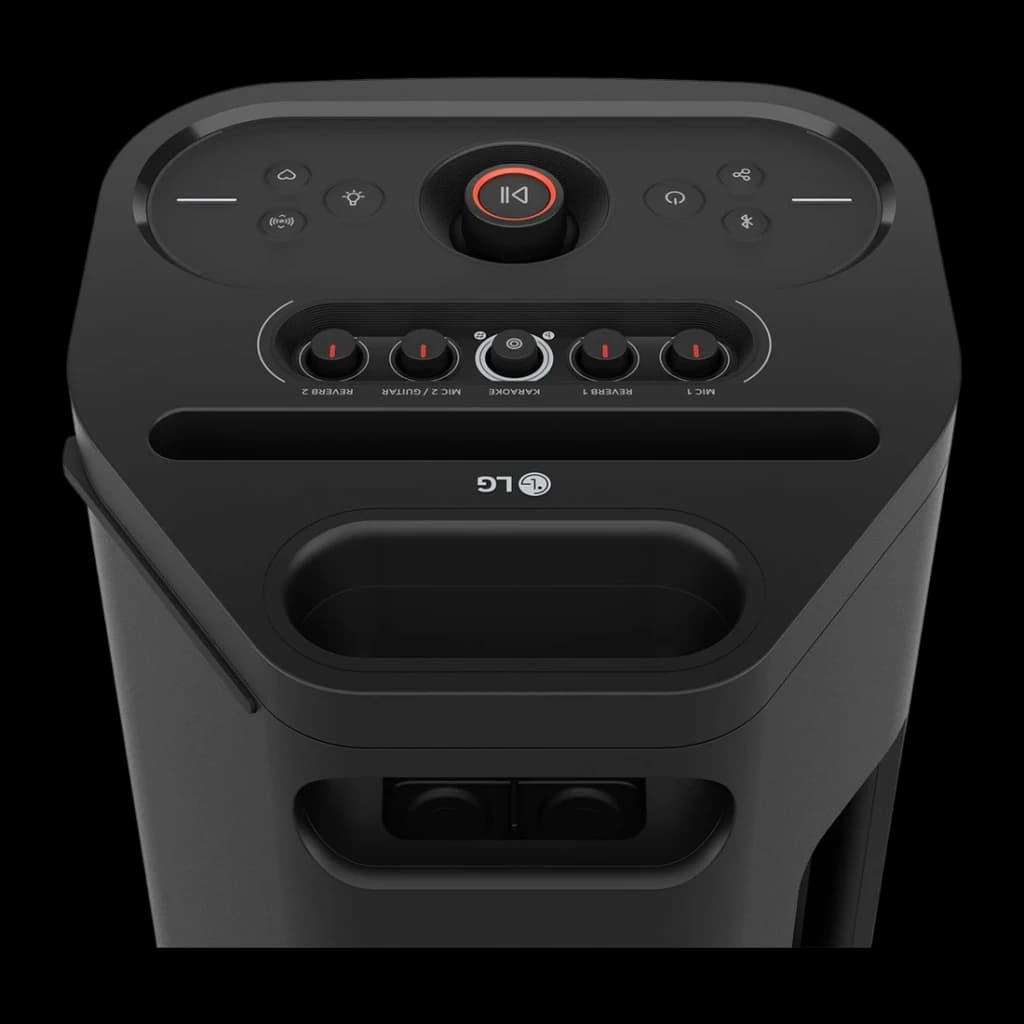 Enceinte portable LG XBOOM Stage 501 by will.i.am IPX4 220W 22h Bluetooth 5.4 Noir - panneau de contrôle avec bouton