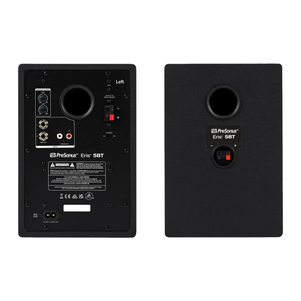 Monitores de Estudio PreSonus Eris 5BT 2nd Gen 50W Clase D Bluetooth 5.0 Negro, vista trasera: panel posterior izquierdo
