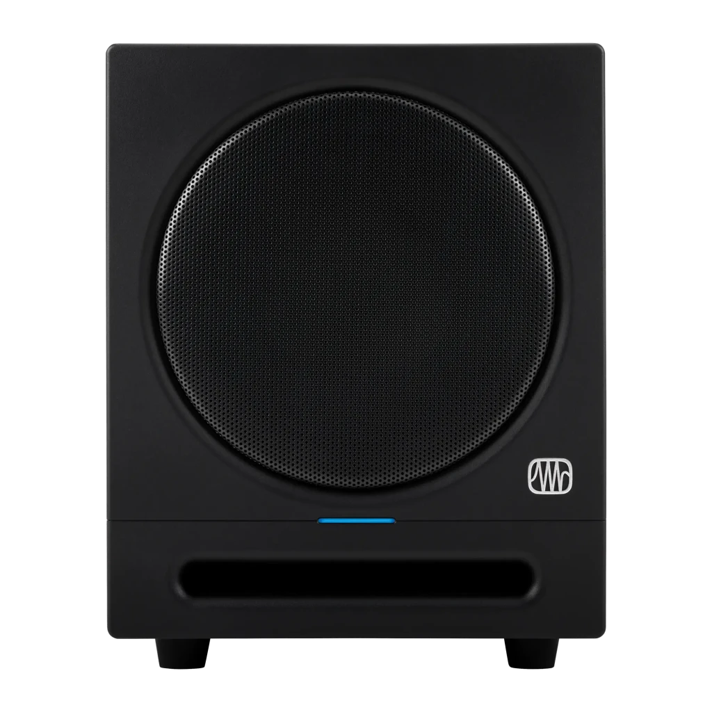 Subwoofer de estudio PreSonus Eris Sub 8BT 8 pulgadas Activo 50W RMS Bluetooth 5.0 Negro, vista frontal: rejilla circular