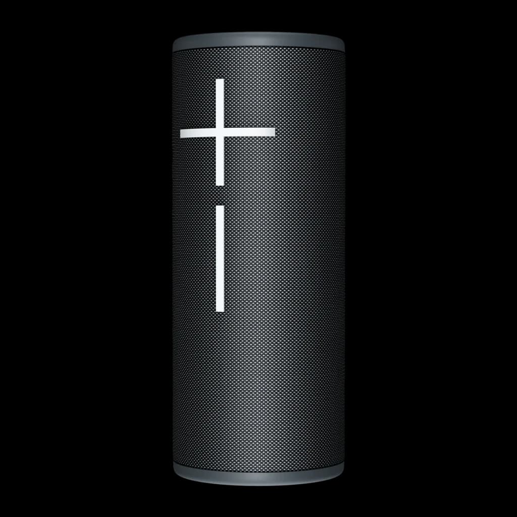 Altavoz portátil Ultimate Ears Boom 4 IP67 15h Bluetooth Negro, detalle: botones de volumen + y – en tela negra sobre fondo
