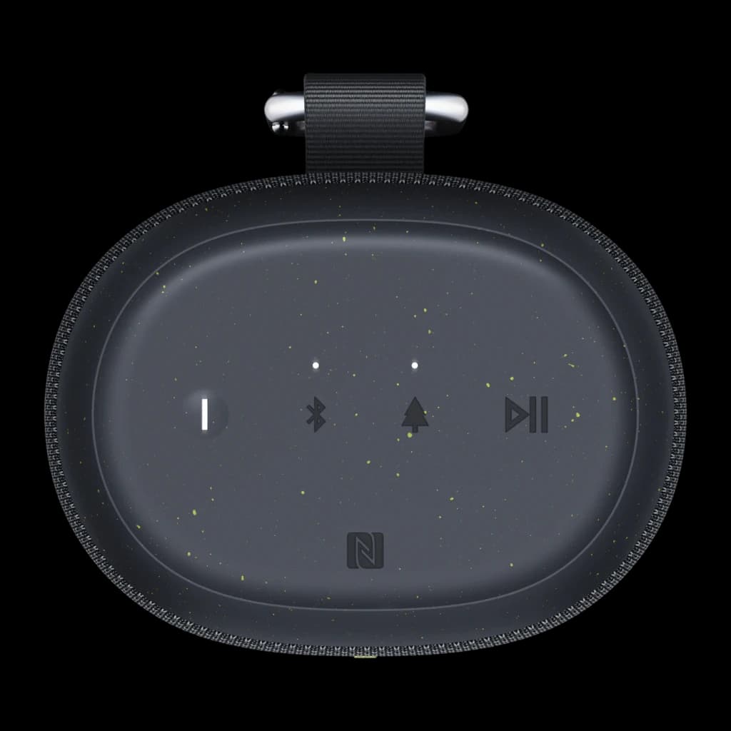 Enceinte portable Logitech Ultimate Ears Everboom IP67 20h Bluetooth Noir, détail: vue du dessus avec boutons marche
