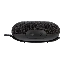Altavoz Bluetooth Logitech UE Miniroll IP67 12h Negro, vista lateral: tela negra, botones de volumen y menú, cordón