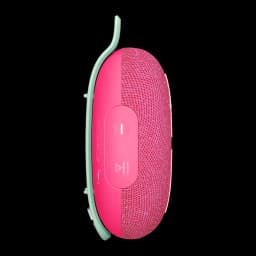 Altavoz portátil Ultimate Ears Miniroll IP67 12h Bluetooth Rosa, vista lateral: botones de control y asa verde menta