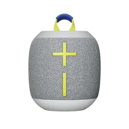 Altavoz portátil Ultimate Ears Wonderboom 4 Joyous Brights 14h Bluetooth, vista frontal: rejilla gris con botones amarillo