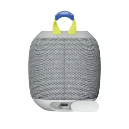 Altavoz portátil Ultimate Ears Wonderboom 4 Joyous Brights 14h Bluetooth, vista trasera: rejilla gris, puerto USB-C y asa