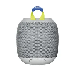 Altavoz portátil Ultimate Ears Wonderboom 4 Joyous Brights 14h Bluetooth, vista frontal: rejilla gris con asa amarilla