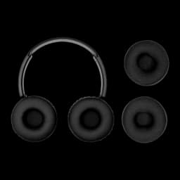 Casque JVC Arceau Bluetooth 5.2 35h Noir HA-S36WS, détail: coussinets de remplacement amovibles présentés à côté du casque