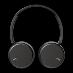Casque JVC Arceau Bluetooth 5.2 35h Noir HA-S36WS, vue de face: arceau et coussinets avec logo JVC sur fond noir