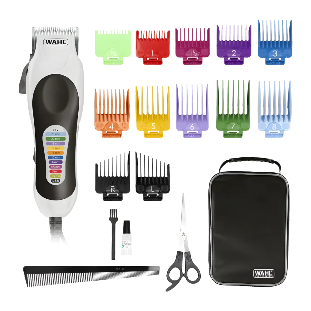 Máquina de cortar cabelo Wahl Color Pro Plus Com fio 10 níveis de comprimento Preto/Branco, detalhe: kit completo com 10