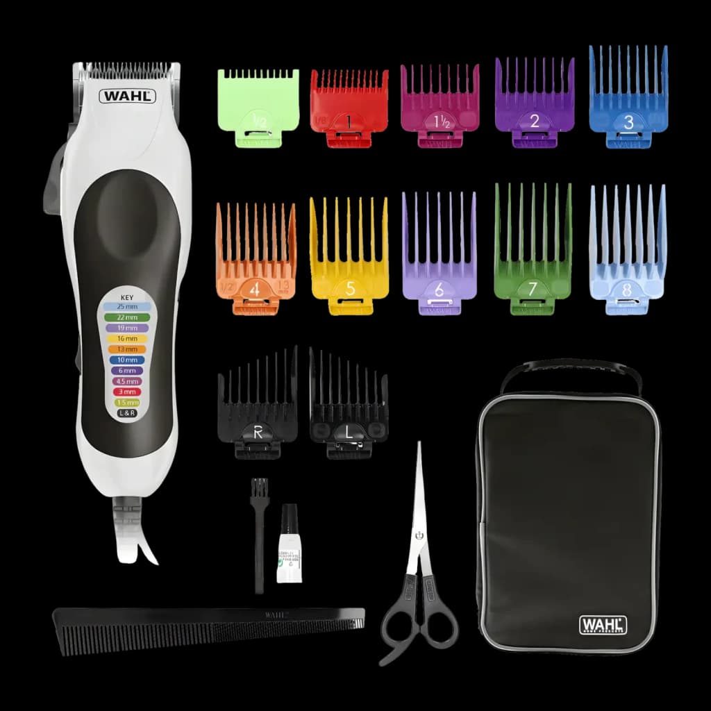 Máquina de cortar cabelo Wahl Color Pro Plus Com fio 10 níveis de comprimento Preto/Branco, detalhe: kit completo com 10