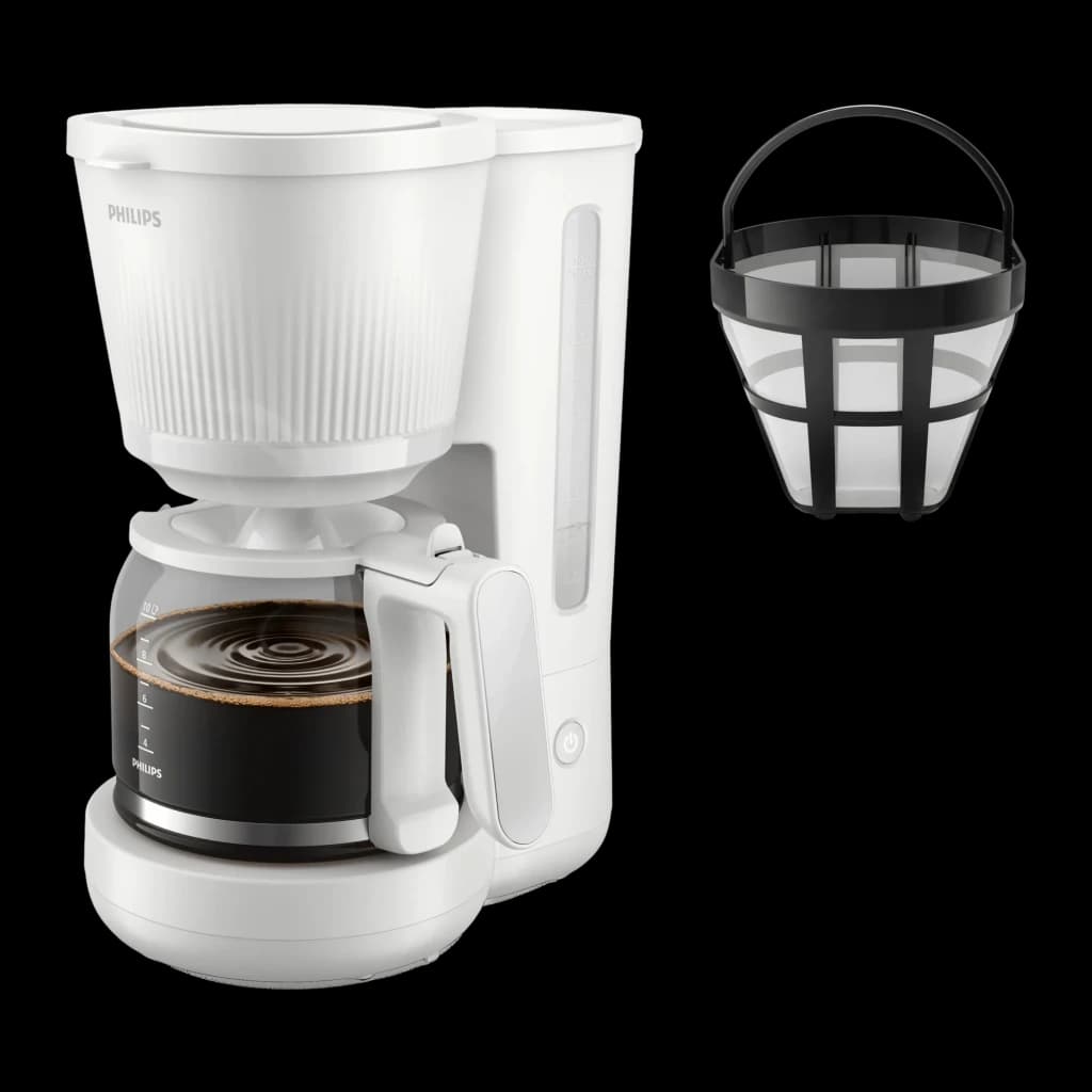 Philips Cafeteira gotejamento HD7411/00 1,25L Branca, detalhe: jarra com café e filtro permanente reutilizável incluído