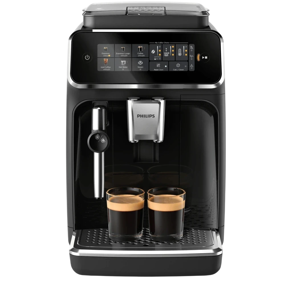 Máquina de Café Superautomática Philips Series 3300 EP3321/40, preta, com painel touch, bico duplo, vaporizador lateral e moinho cerâmico integrado