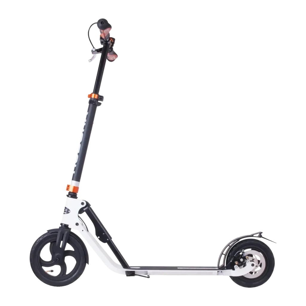 Hudora BigWheel Air 230 Dual Brake Negro/Blanco Patinete clásico plegable, detalle lateral: manillar, freno de mano