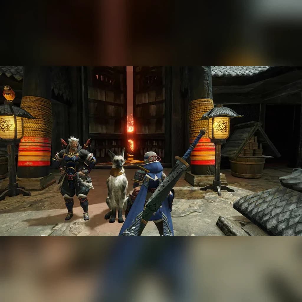 Videojogo Capcom Monster Hunter Rise Standard Nintendo Switch (Alemão, Inglês, Italiano), em uso: caçador com espada