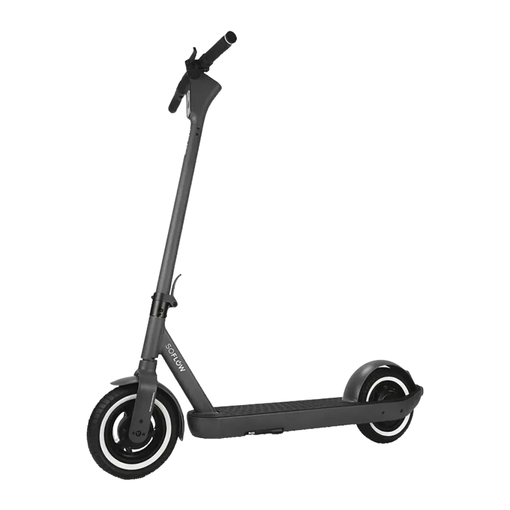 Trottinette électrique SoFlow SO ONE Pro 500W 65km 22km/h 10 pouces Noir, détail: vue latérale complète avec pneus à bande