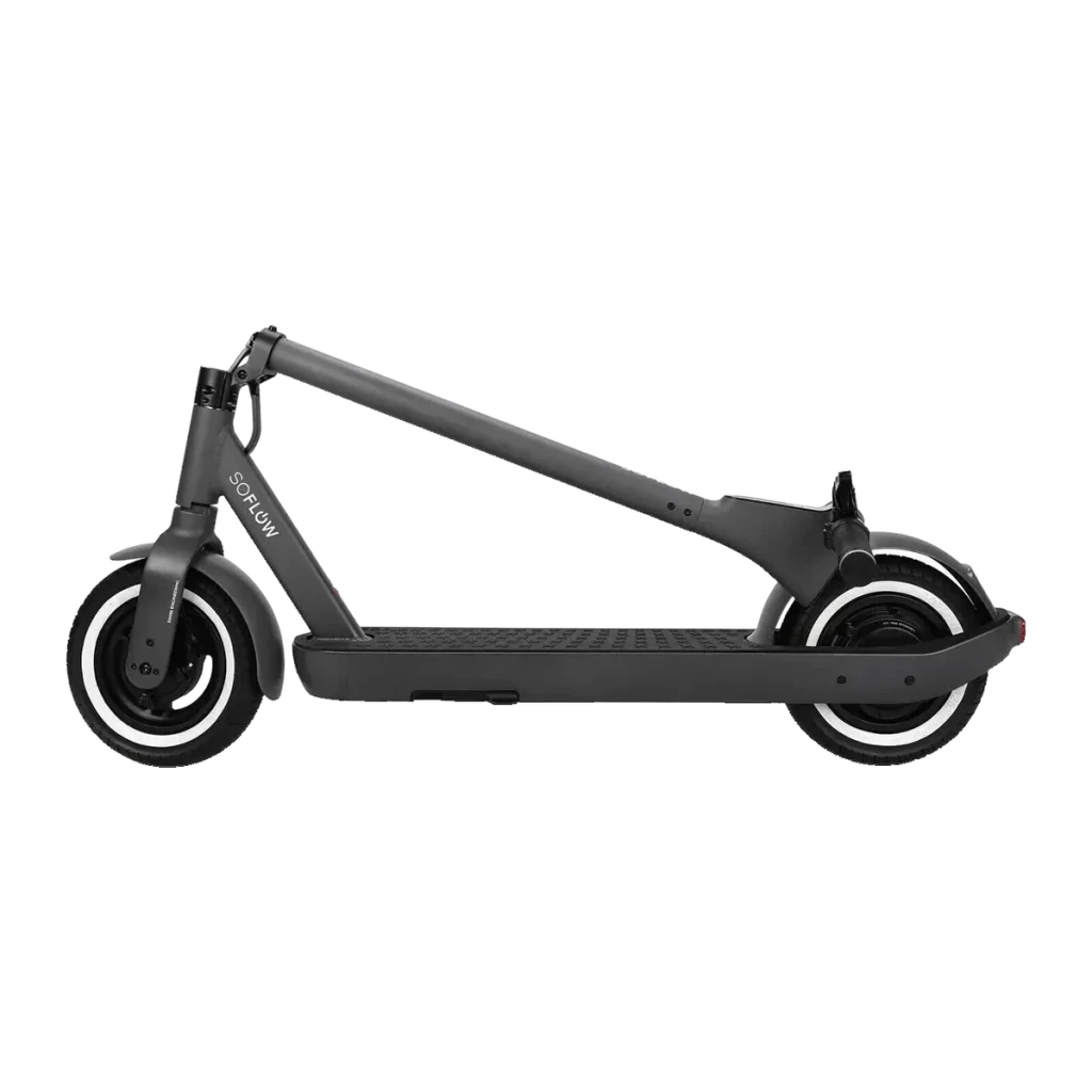 Trottinette électrique SoFlow SO ONE Pro 500W 65km 22km/h 10 pouces Noir, détail: vue latérale complète avec pneus flancs