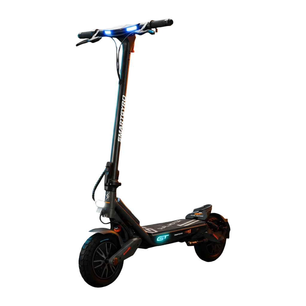 Patinete Eléctrico Smartgyro Rockway GT Dual 1000W 50km 25km/h 10 pulgadas Negro, detalle: luces LED azules encendidas