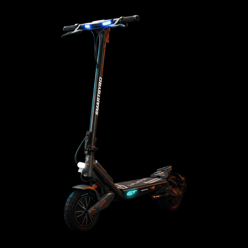 Patinete Eléctrico Smartgyro Rockway GT Dual 1000W 50km 25km/h 10 pulgadas Negro, detalle: luces LED azules encendidas