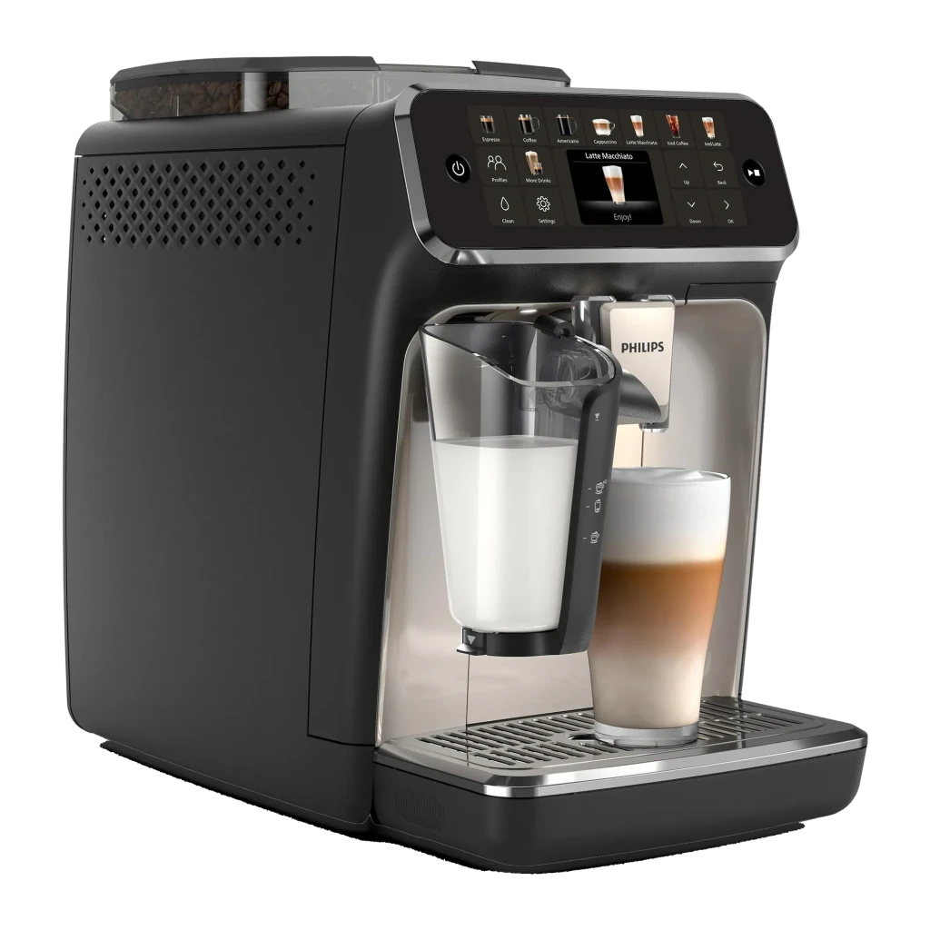 Cafetera Superautomática Philips Serie 5500 EP5547/90 Molinillo Cerámico LatteGo Gris, vista trasera: ángulo tres cuartos