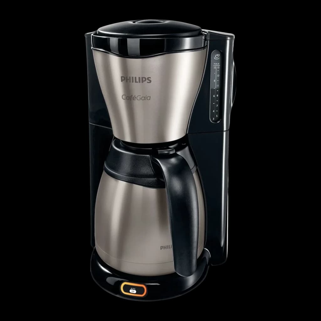 Cafetière filtre Philips Café Gaia HD7548/20 1,32L 15 tasses 1100W Noir, détail: carafe thermique inox, graduation tasses
