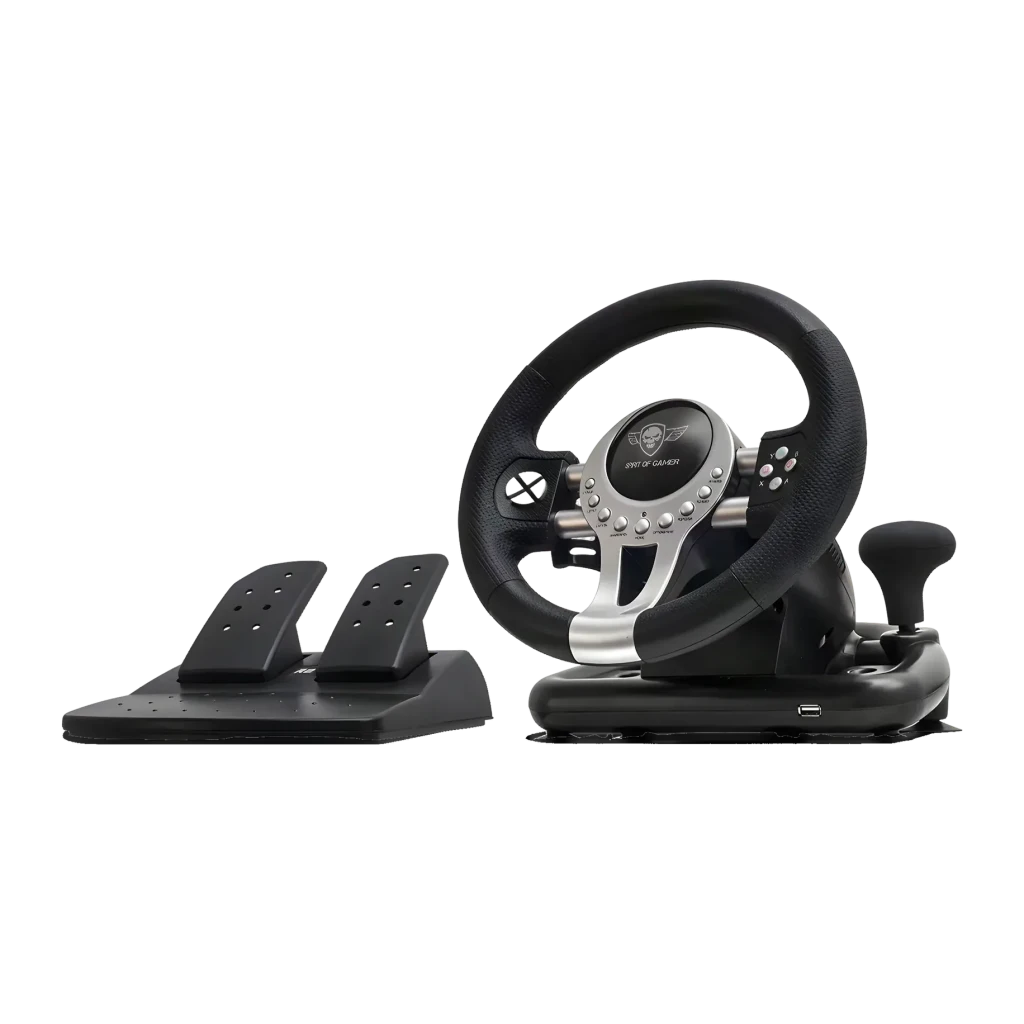 Volante gaming Spirit of Gamer Race Wheel Pro 2 PC/PS4/PS3/Xbox One Preto/Prata, detalhe: cubo prateado, alavanca