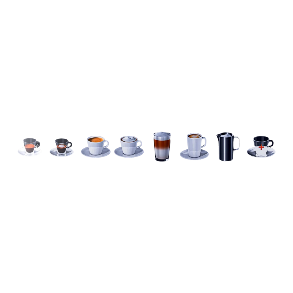 Cafetière Superautomatique Siemens EQ.6 Plus S100 Moulin Céramique 15bar 1,7L Noir, détail: 8 boissons disponibles espresso