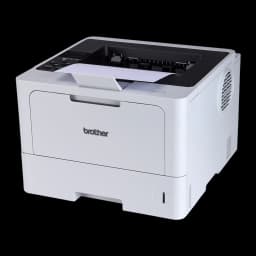 Impresora Brother HL-L5210DN Láser Monocromo Dúplex automático Blanco, detalle: vista en ángulo con papel en bandeja