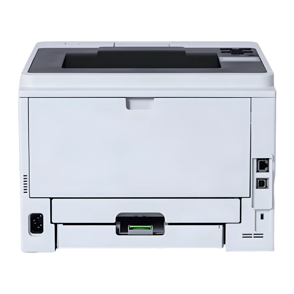 Impresora Brother HL-L5210DN Láser Monocromo Dúplex automático Blanco, vista trasera: puertos Ethernet y USB, conector