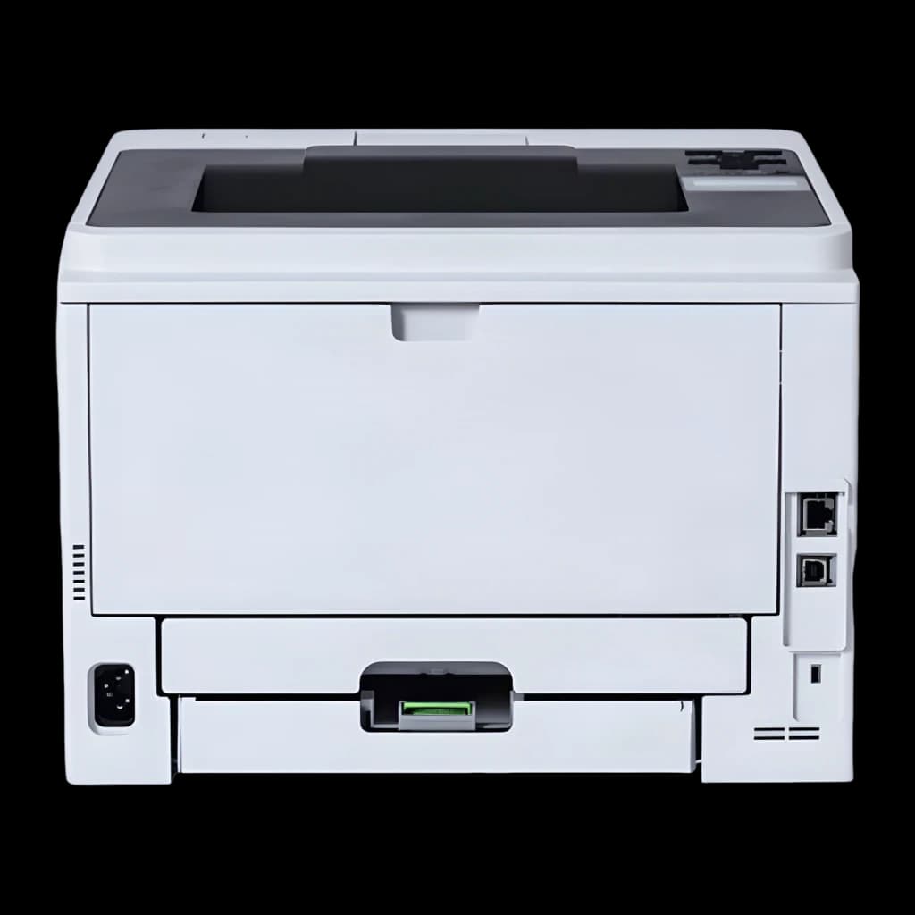 Impresora Brother HL-L5210DN Láser Monocromo Dúplex automático Blanco, vista trasera: puertos Ethernet y USB, conector