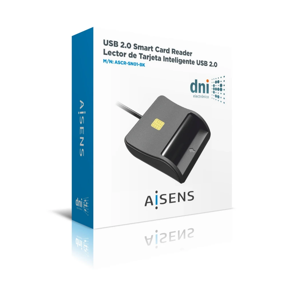 Lecteur de carte AISENS Intelligent DNIe USB 2.0 (ASCR-SN01-BK) Noir, contenu de la boîte: emballage avec lecteur noir