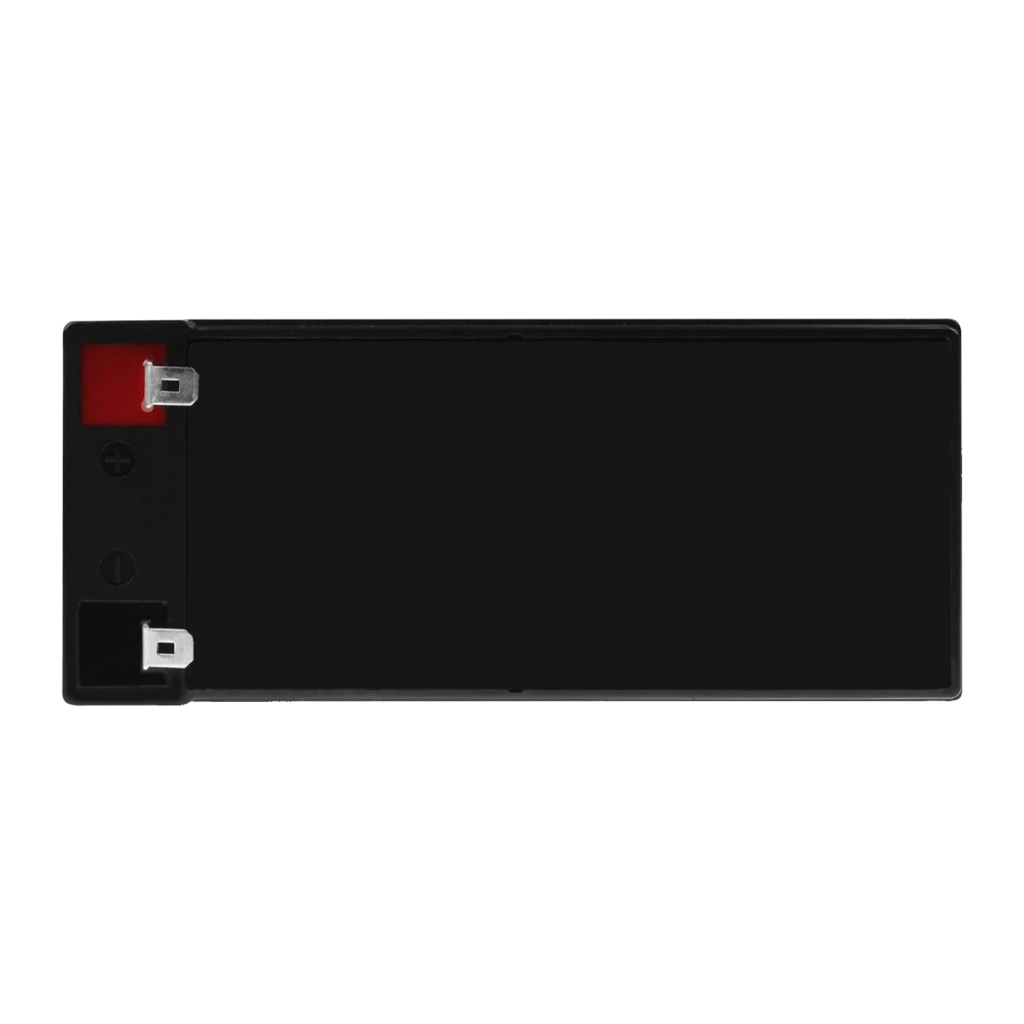 Bateria para UPS Phasak PHB 1207 12V 7Ah VRLA Preto, detalhe: vista superior com terminais faston vermelho positivo e preto