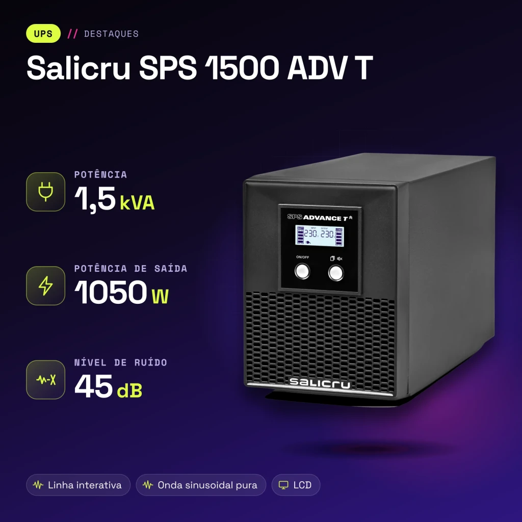 SAI UPS Salicru SPS 1500 ADV T Linha Interativa 1500VA Preto - características