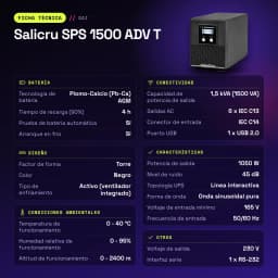 SAI UPS Salicru SPS 1500 ADV T Linha Interativa 1500VA Preto - características