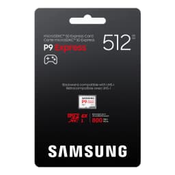 Tarjeta microSD Samsung P9 Express V30 U3 A1 512GB UHS-I Blanco, contenido de la caja: blíster negro con tarjeta, icono
