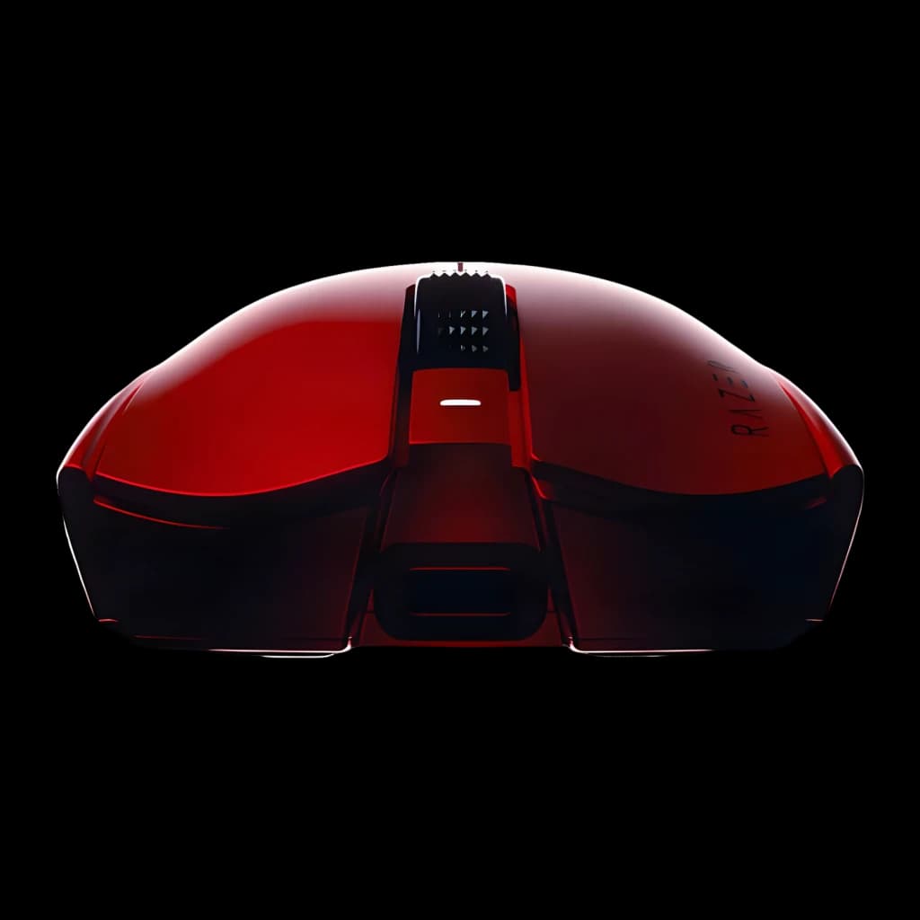 Ratón Gaming Razer Viper V3 Pro Sentinels Edition Inalámbrico 35000 DPI 54g Rojo, detalle: vista frontal con scroll wheel