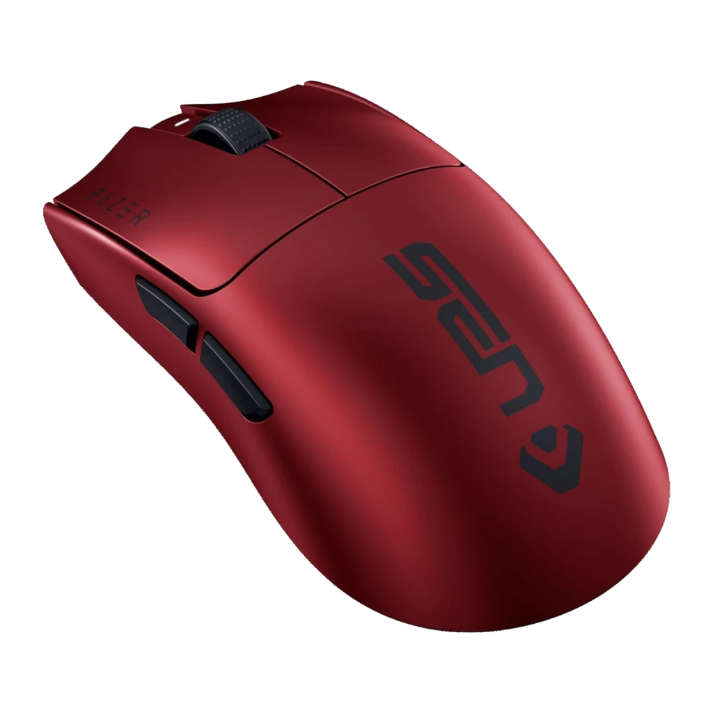 Ratón Gaming Razer Viper V3 Pro Sentinels Edition Inalámbrico 35000 DPI 54g Rojo, detalle: logo SEN en negro sobre carcasa