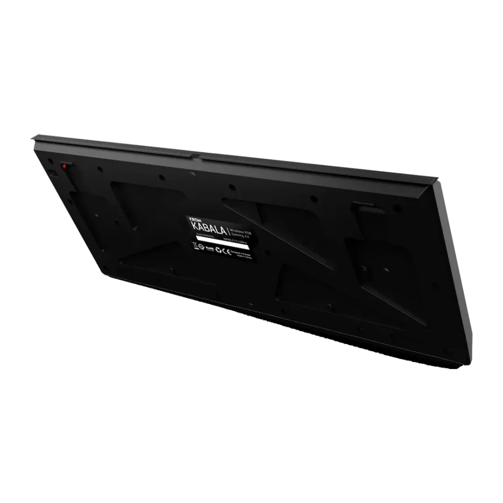 Pack Gaming Krom Kabala Inalámbrico Membrana 4800 DPI RGB Español Negro, vista trasera: base con etiqueta Kabala, ranuras
