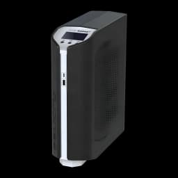 Sai ups Salicru SPS 900 SOHO+ Línea Interactiva 900VA 510W Negro, vista frontal: carcasa negra con panel plateado, pantalla