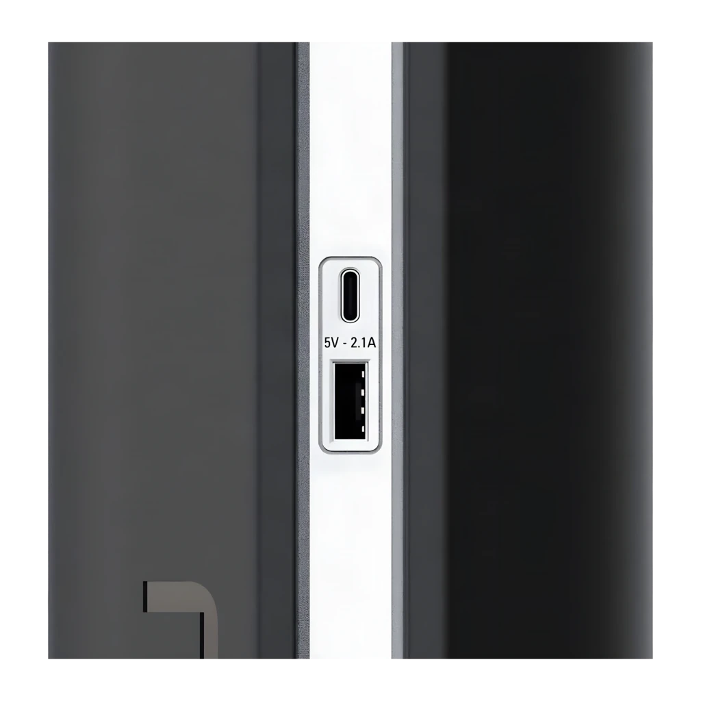 Sai ups Salicru SPS 900 SOHO+ Línea Interactiva 900VA 510W Negro, detalle: puertos USB-A y USB-C 5V 2.1A en panel frontal