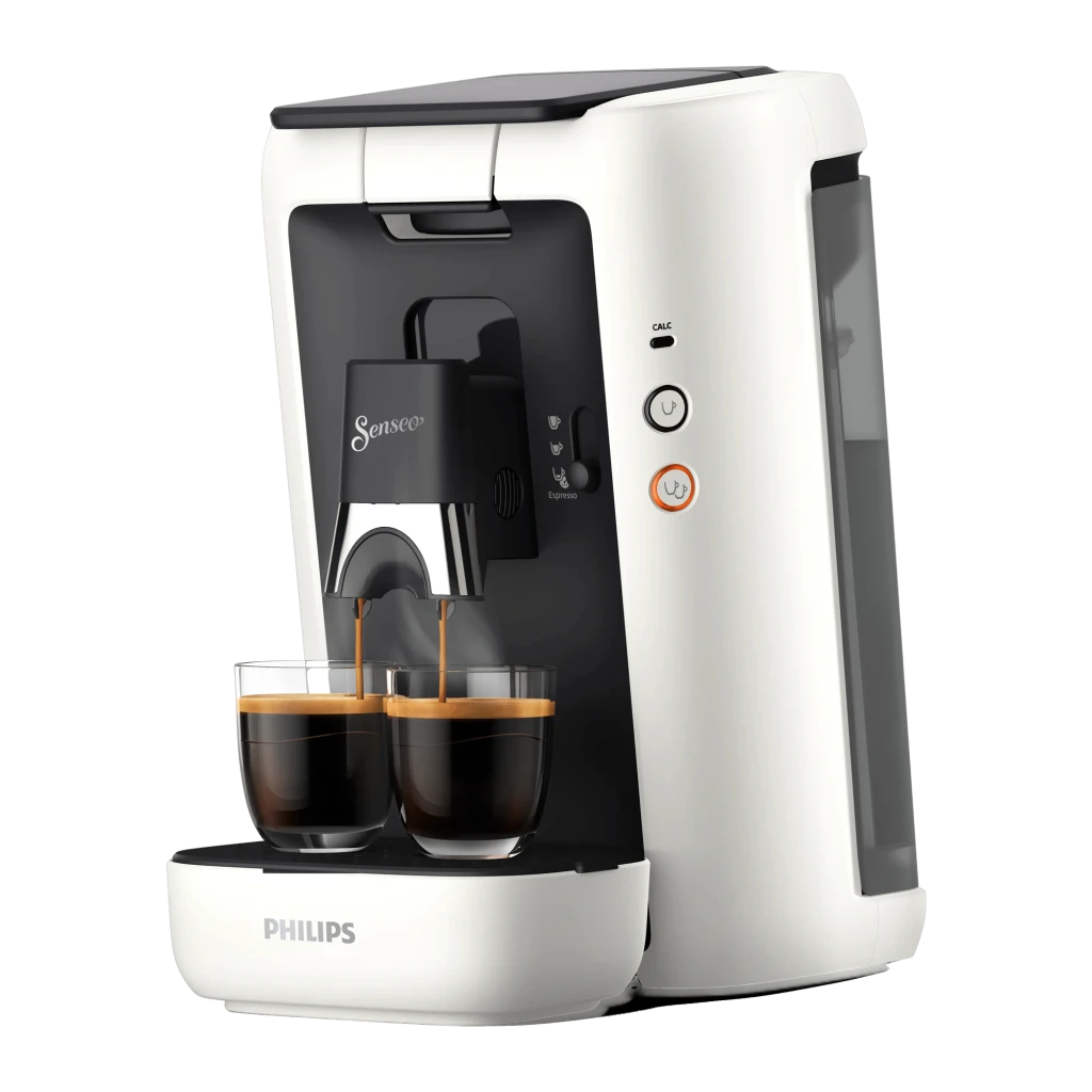 Cafetière à dosettes Philips Senseo Maestro CSA260/10 1,2L 1450W Blanc, vue latérale: prépare deux expressos simultanément
